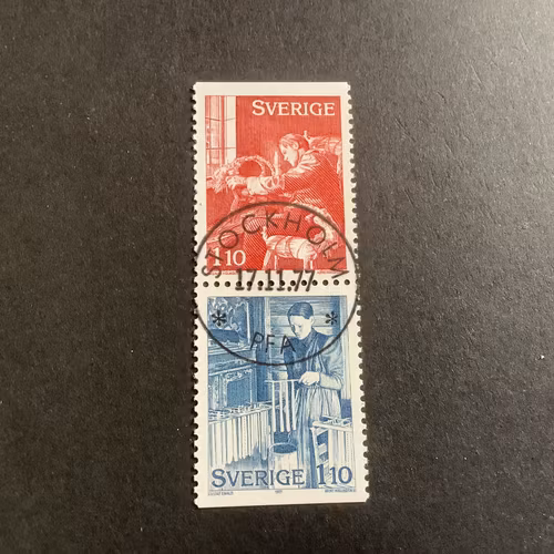 Julförberedelser 1977 facit nr 1026 SX lyxstämplat par Stockholm