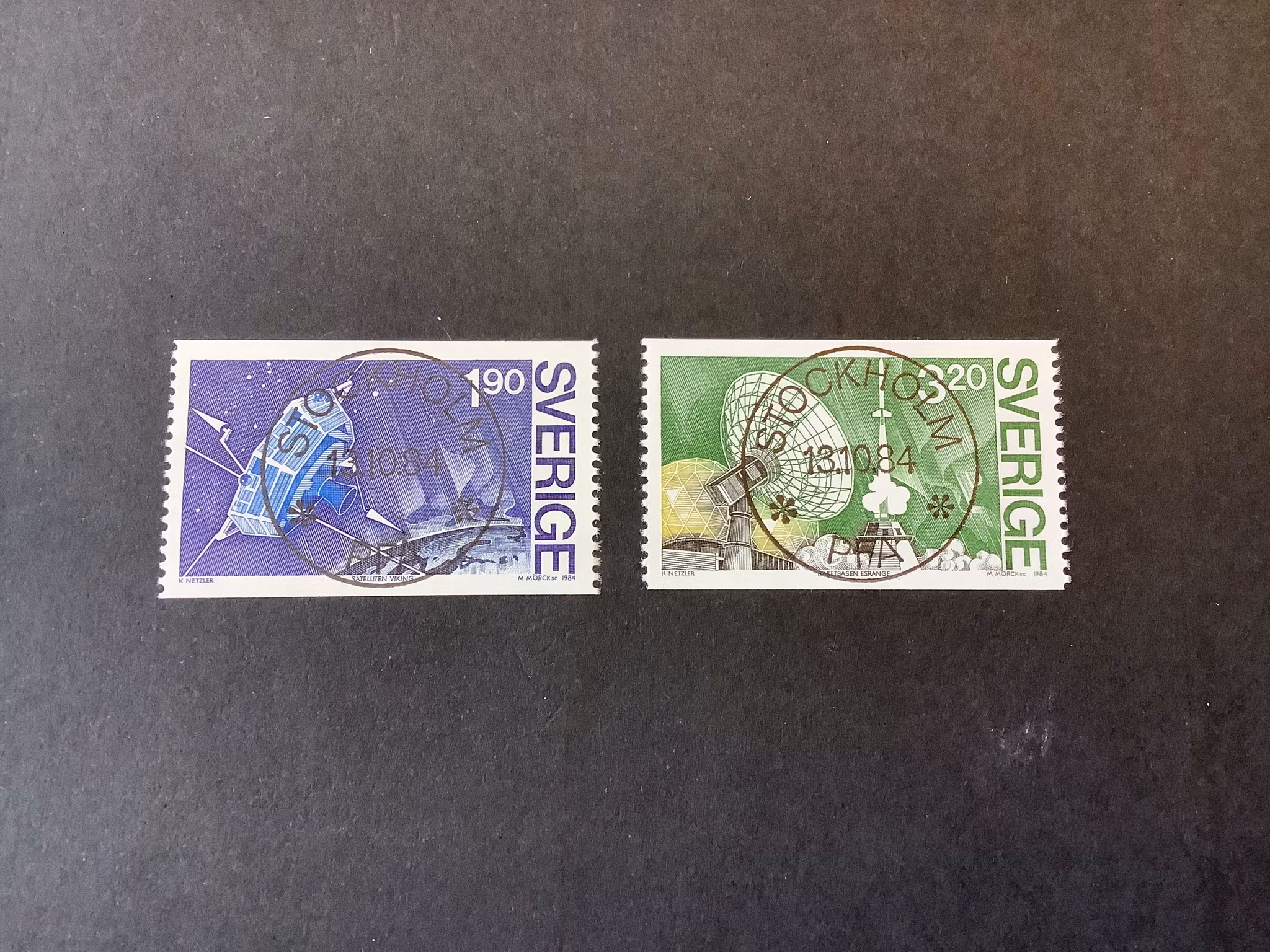 Satelitprojekt Viking facit nr 1322-1323 lyxstämplat STOCKHOLM