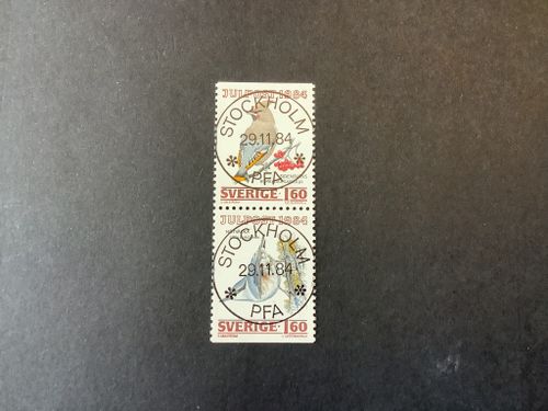 Julpost 1984 facit nr 1327 SX lyxstämplat par STOCKHOLM