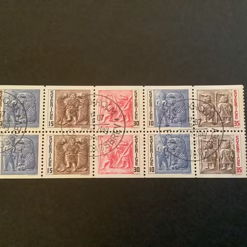 Järnålder facit nr 604-607 lyxstämplat block STOCKHOLM