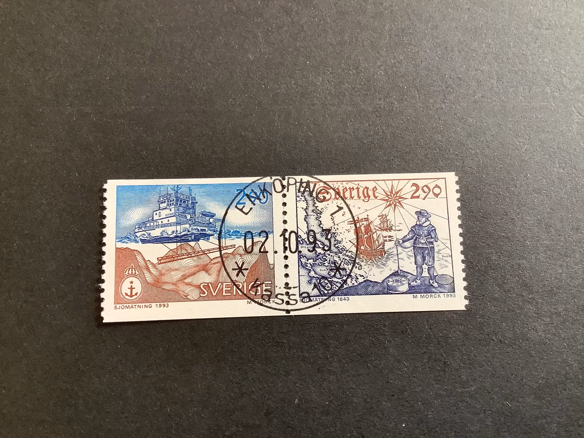 Sjömätning 350 ÅR facit nr 1811 SX2 lyxstämplat par ENKÖPING 1