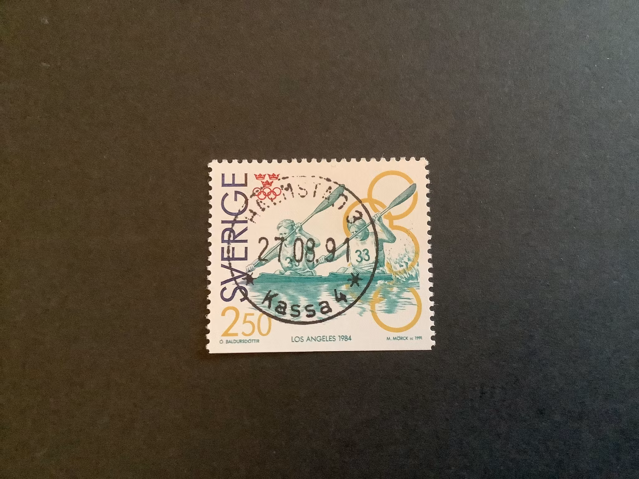 Olympiskt guld I facit nr 1699 lyxstämplat HALMSTAD 3