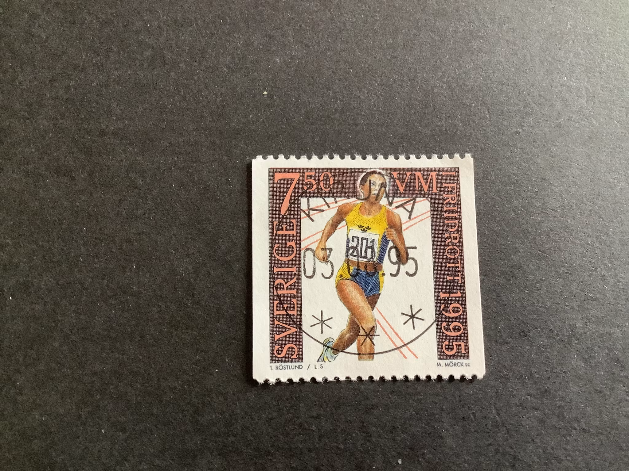 VM i friidrott 1995 facit nr 1916 lyxstämplat KIRUNA