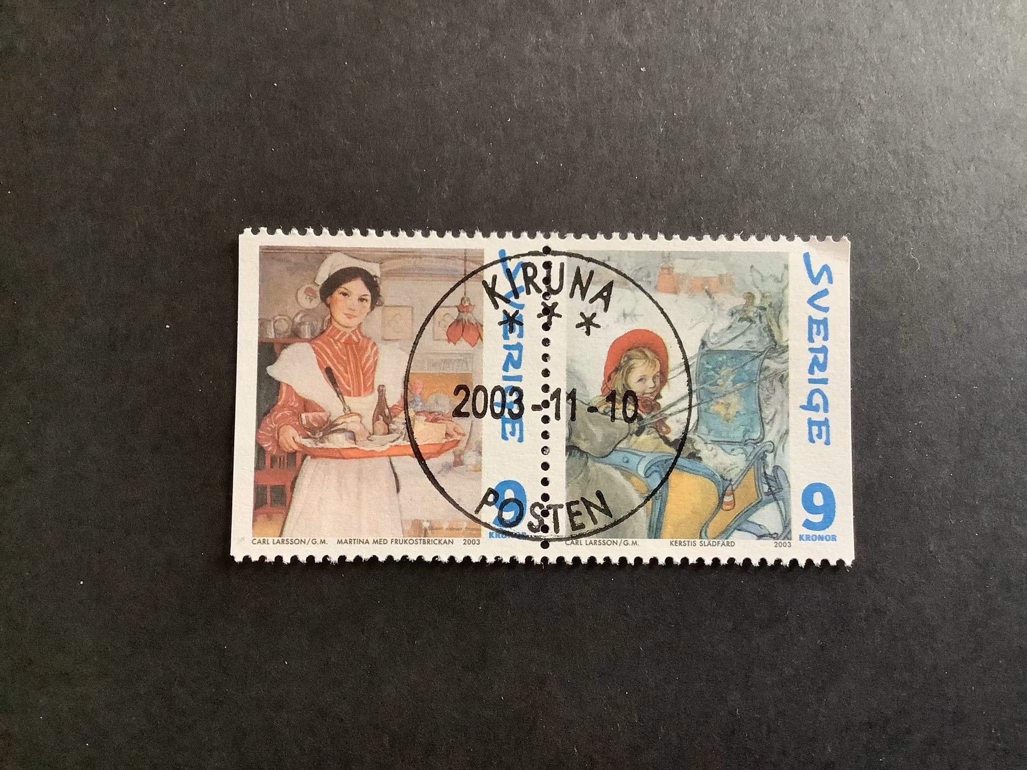 Utrikes julpost 2003 facit nr 2398 SX lyxstämplat par KIRUNA