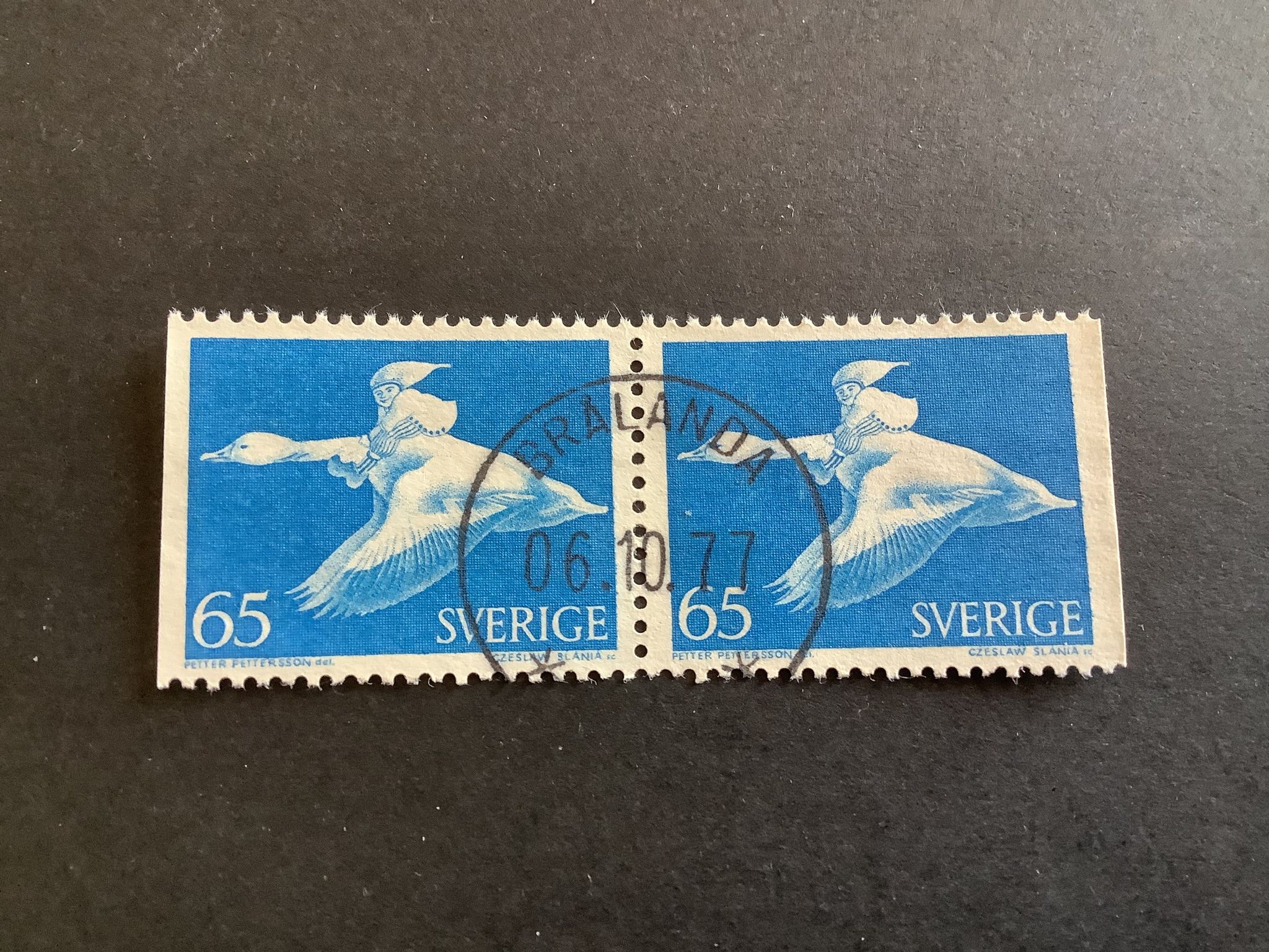 Nils Holgersson facit nr 750 BB V1 lyxstämplat par BRÅLANDA
