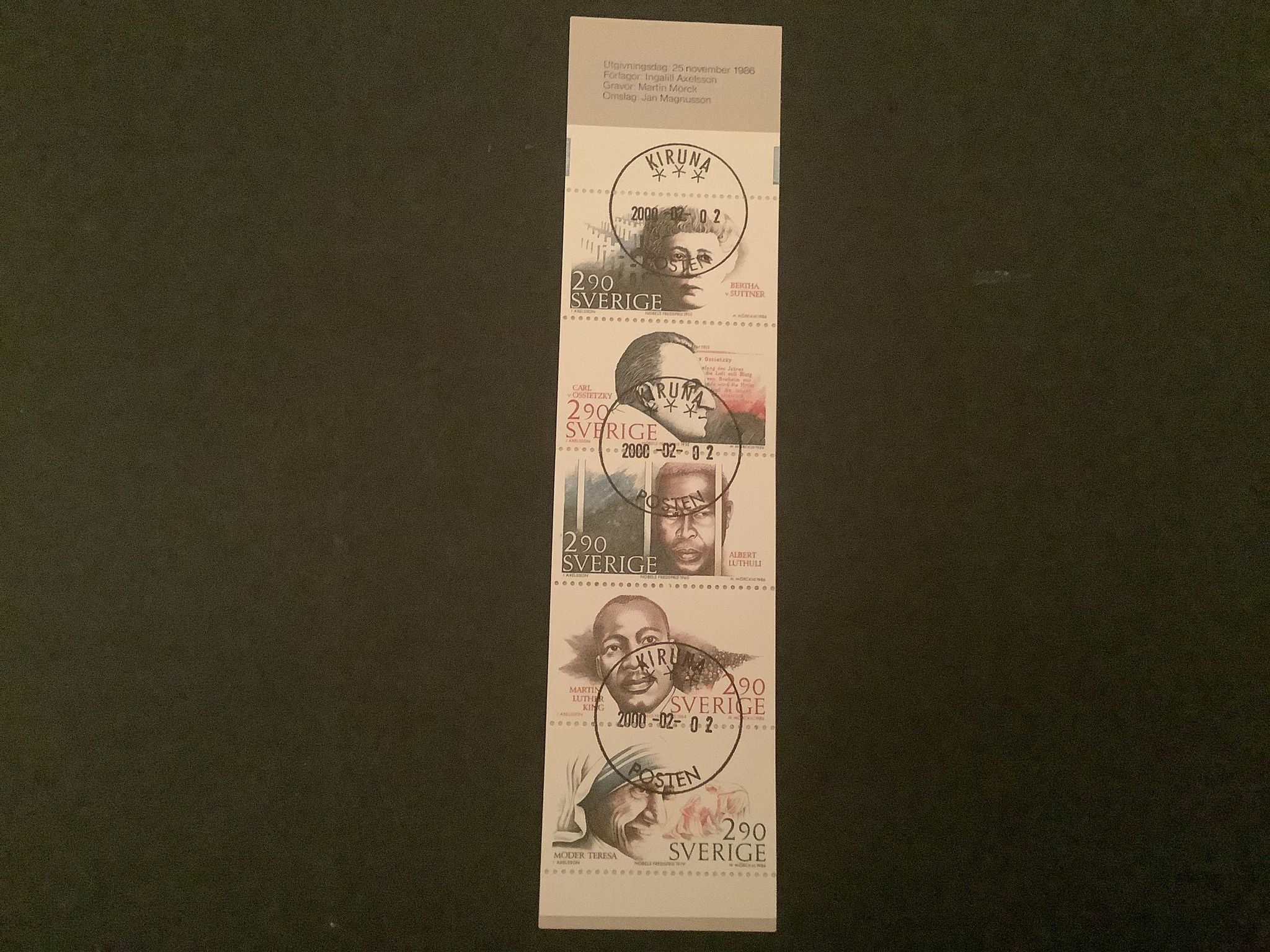 Nobelpris fred facit nr 1430-1434 H 373 lyxstämplat KIRUNA