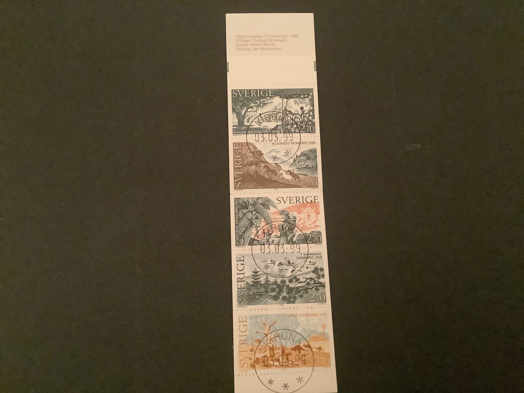 Nobelpris Litteratur facit nr 1381-1385 H 363 lyxstämplat KIRUNA
