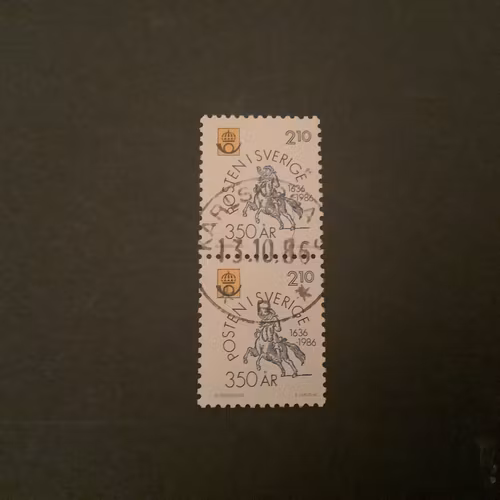 Postverket 350 år facit nr 1398  lyxstämplat par KARLSKRONA