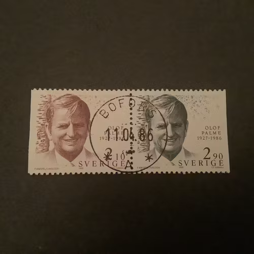 Olof Palme facit nr 1402 SX lyxstämplat par BOFORS