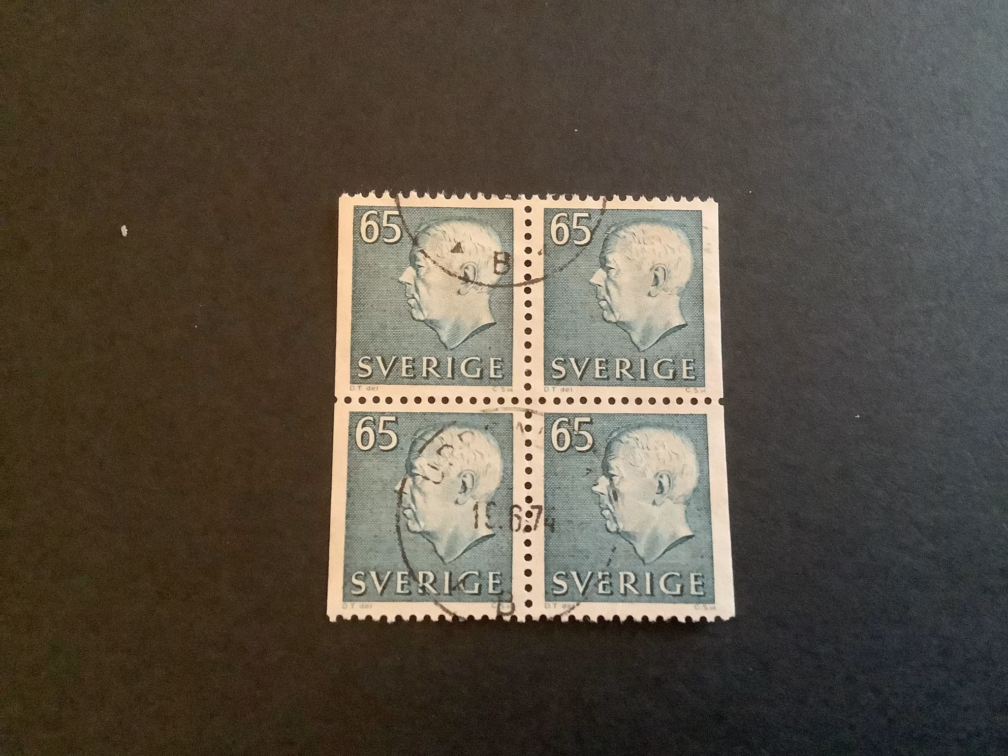 Gustaf VI Adolf typ III facit nr 435 BB i stämplat 4-block