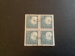 Gustaf VI Adolf typ III facit nr 435 BB i stämplat 4-block