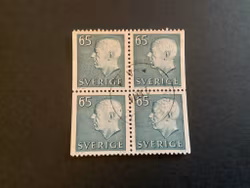 Gustaf VI Adolf typ III  facit nr 435 BB i stämplat 4-block