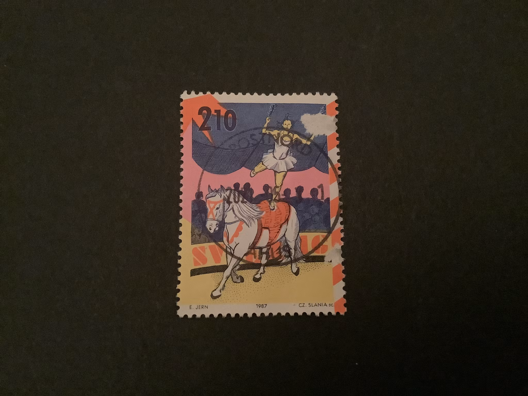 Cirkus 1987 facit nr 1469 lyxstämplat märke ÅHUS