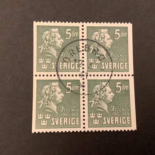 Bellman facit nr 324 BB i praktstämplat 4- block ÖREBRO