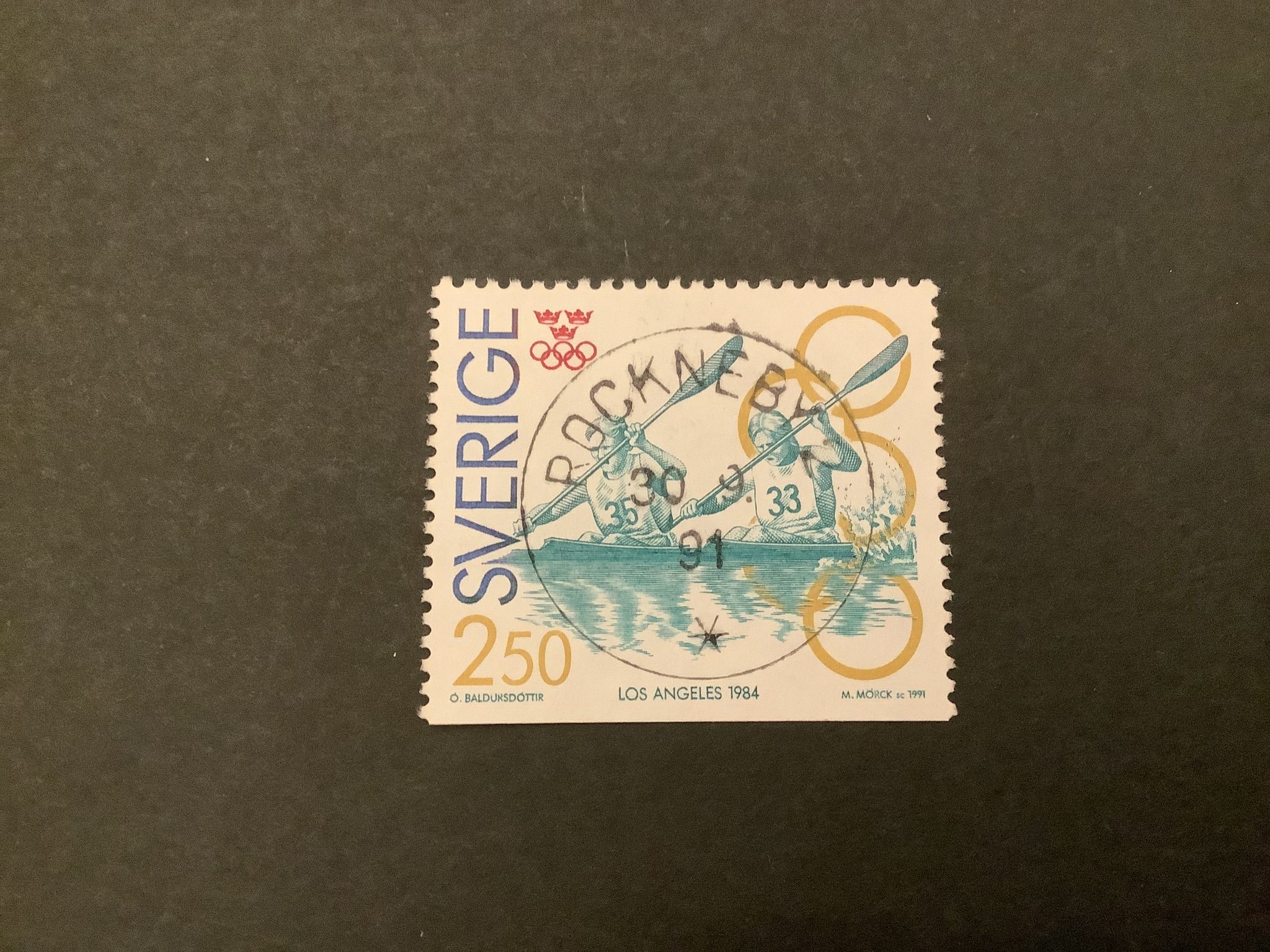 Olympiskt guld I facit nr 1699 lyxstämplat ROCKNEBY 2