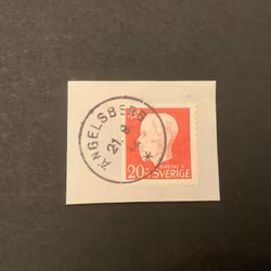 Gustaf V 90 år facit nr 383 B1 praktstämplat på klipp ÄNGELSBERG