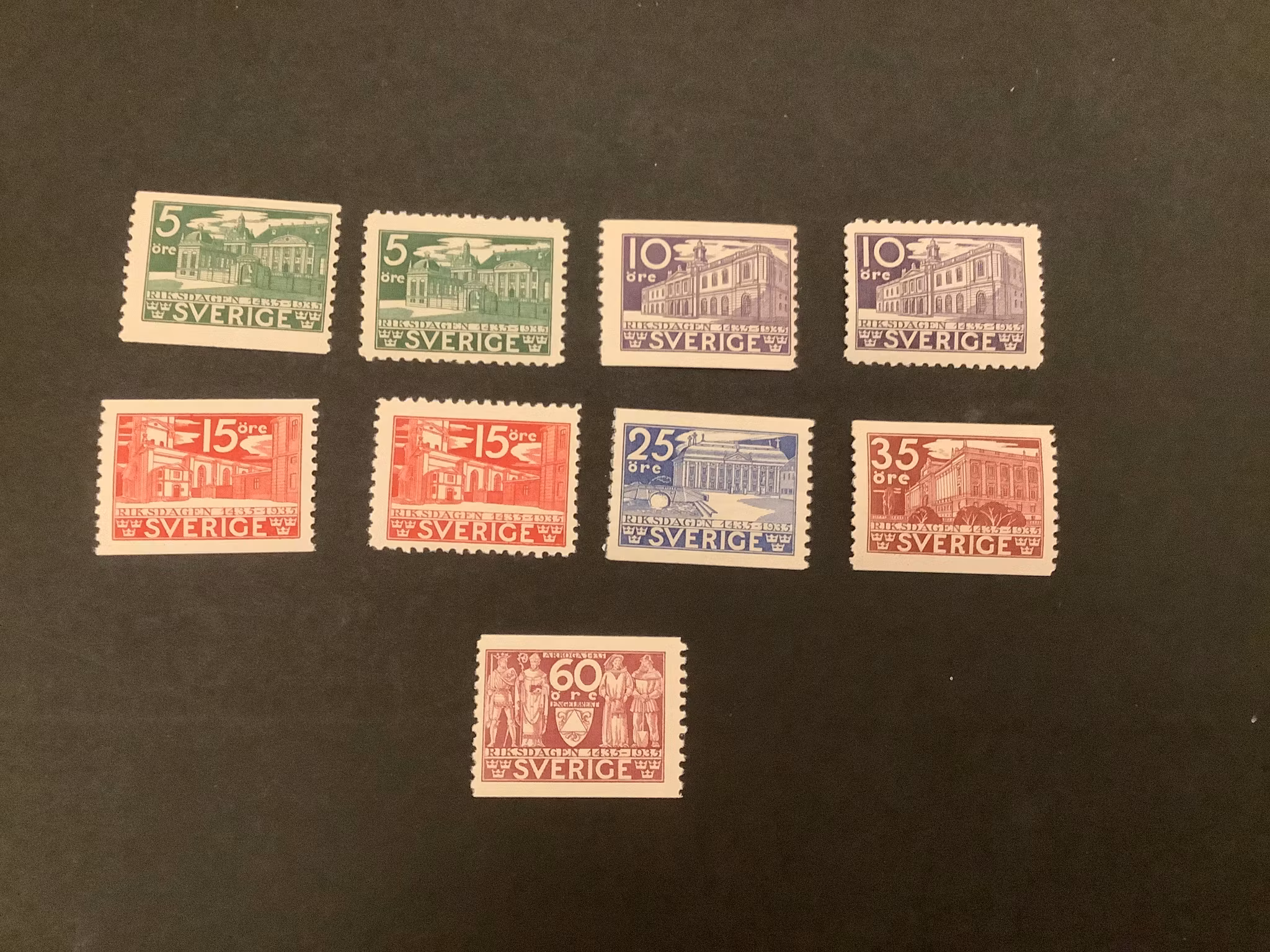 Riksdagen 500 år facit nr 240-245 postfrisk serie