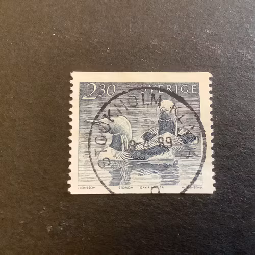 Fåglar vid vatten facit nr 1395 praktstämplat STOCKHOLM-KLARA