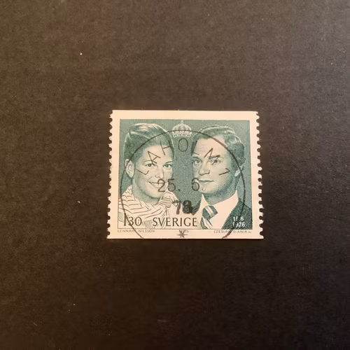 Kungabröllop facit nr 970 lyxstämplat LAHOLM 1