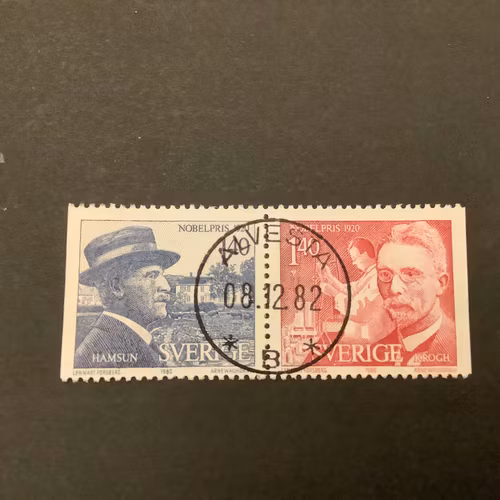 Nobelpris 1920 facit nr 1147 SX Lyxstämplat par ALVESTA
