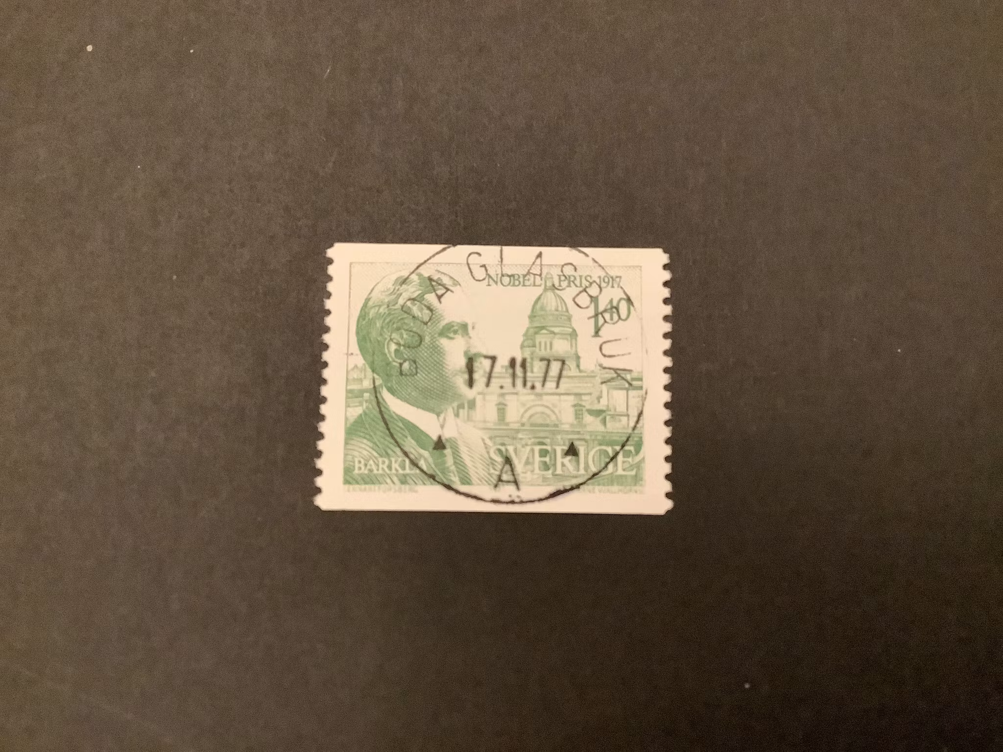 Nobelpris 1917 facit nr 1028 lyxstämplat BODA GLASBRUK