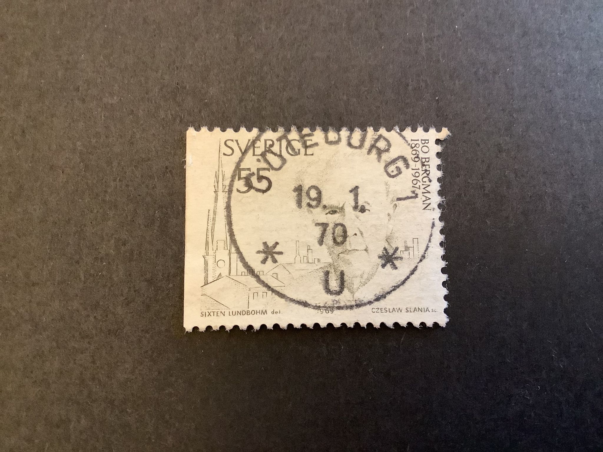 Bo Bergman facit nr 673 B1 praktstämplat GÖTEBORG 1
