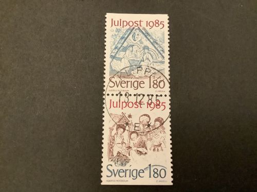 Julpost 1985 facit nr 1379 SX lyxstämplat par KLIPPAN