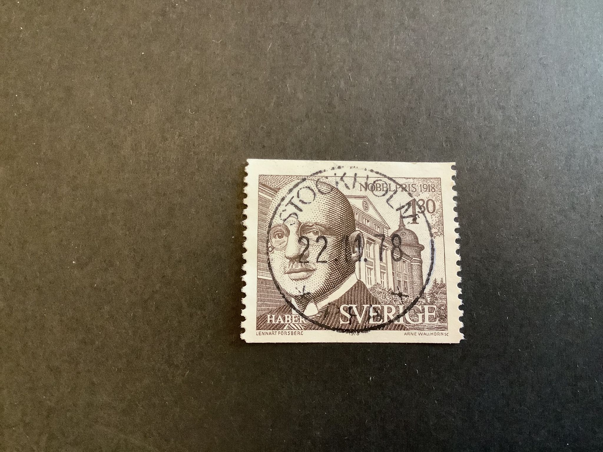 Nobelpris 1918 facit nr 1068 Lyxstämplat STOCKHOLM