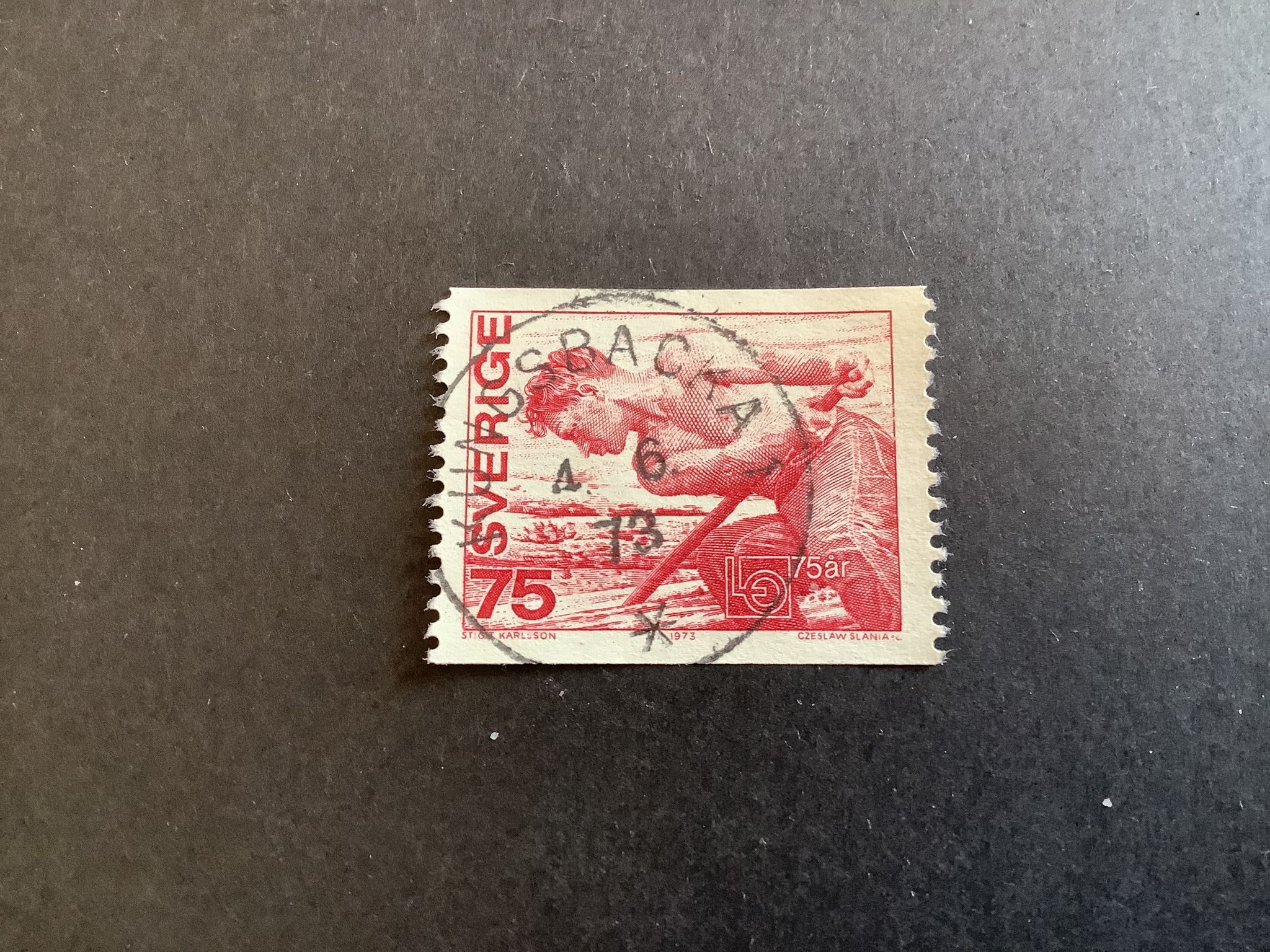 LO 75 år facit nr 821 praktstämplat KUNGSBACKA 1