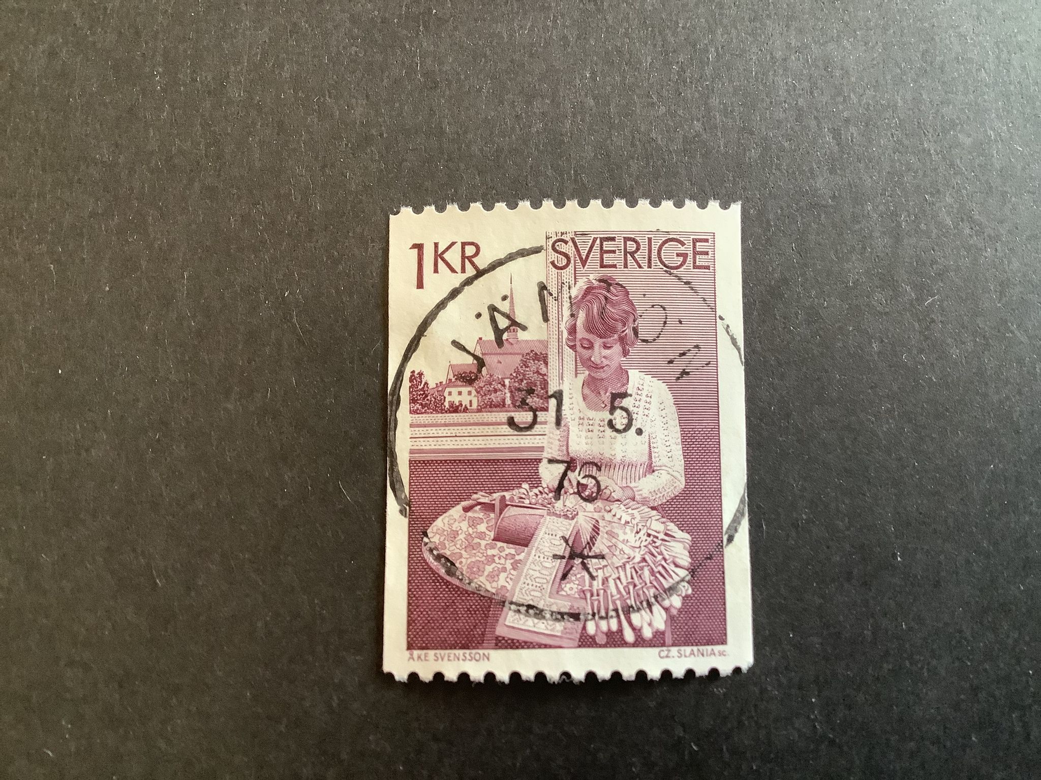Knypplerska facit nr 955 A V1 lyxstämplat JÄMTÖN
