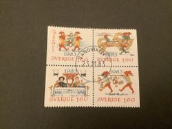 Julpost 1983 facit nr 1275-1278 lyxstämplat 4-block SANDVIKEN 1