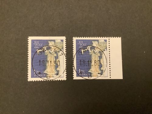 Julpost 1980 facit nr 1150 B1 och B2 lyxstämplade GÄVLE 7