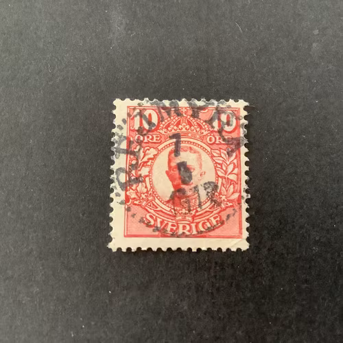 Gustaf V i medaljong facit nr 82 praktstämplat REJMYRA