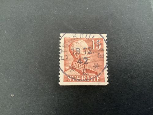 Gustaf V profil höger facit nr 275 I  lyxstämplat STOCKHOLM 19