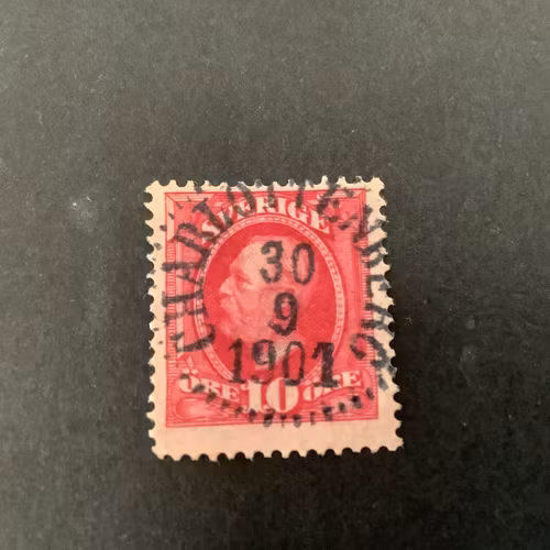 Oscar II koppartryck praktstämplat CHARLOTTENBERG