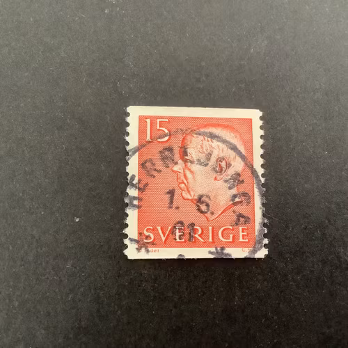 Gustaf VI Adolf typ III facit nr 418 A praktstämplat HERRLJUNGA