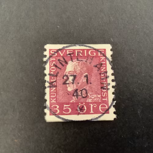 Gustaf V profil vänster facit nr 187 lyxstämplat KLINTEHAMN