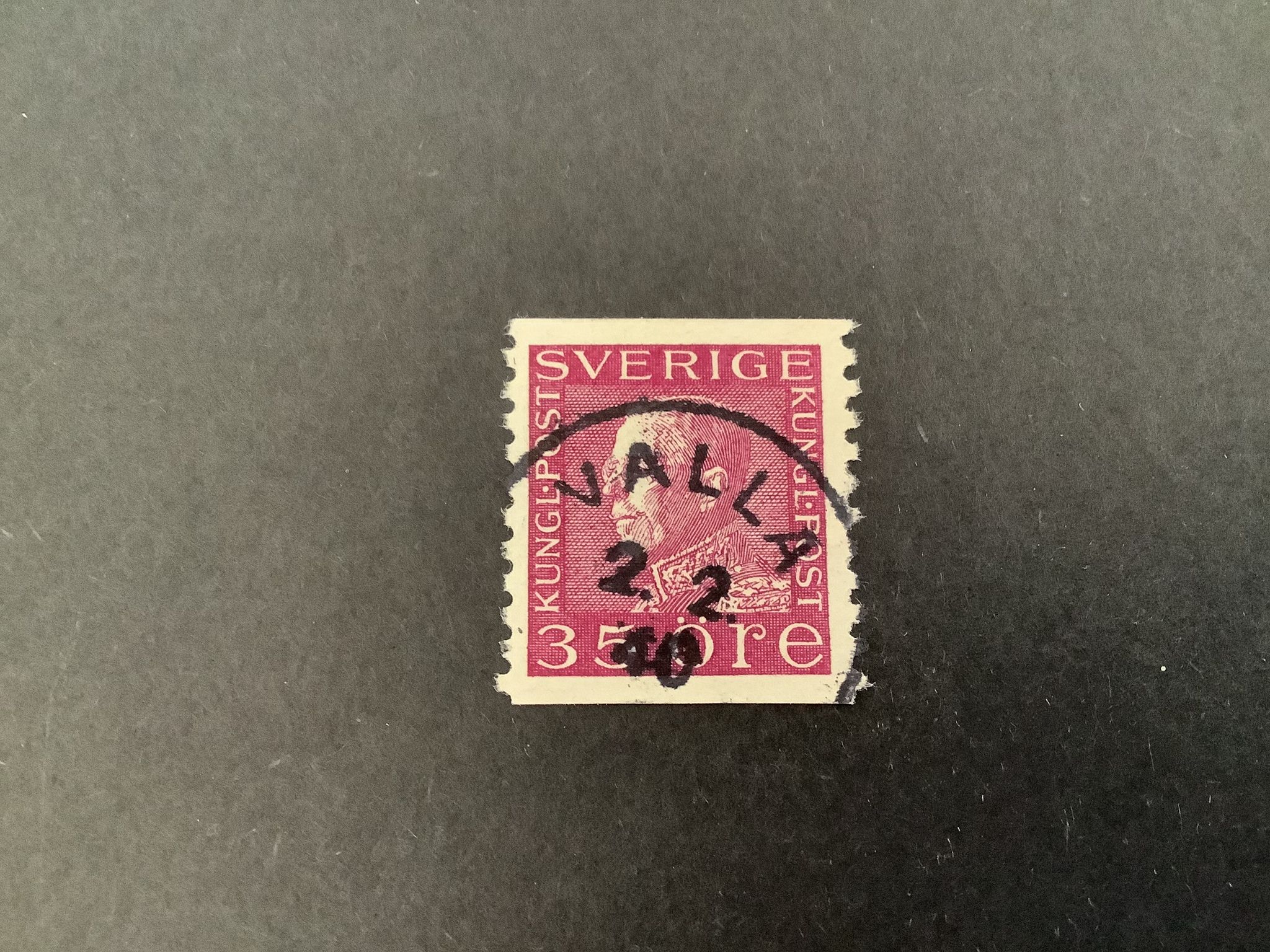 Gustaf V profil vänster facit nr 187 praktstämplat VALLA