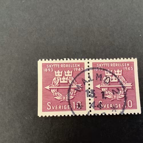 Skytterörelsen 50 år facit nr 347 BB praktstämplat par MALMÖ 2