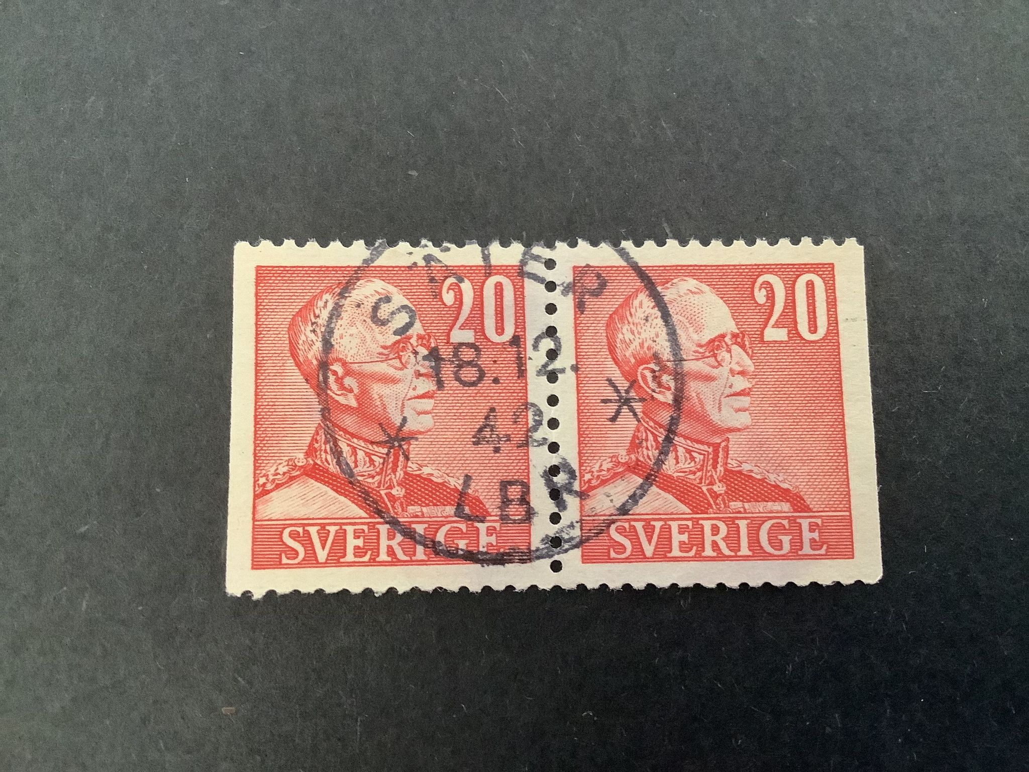 Gustaf V profil höger facit nr 276 BB praktstämplat par SÄTER*LBR*