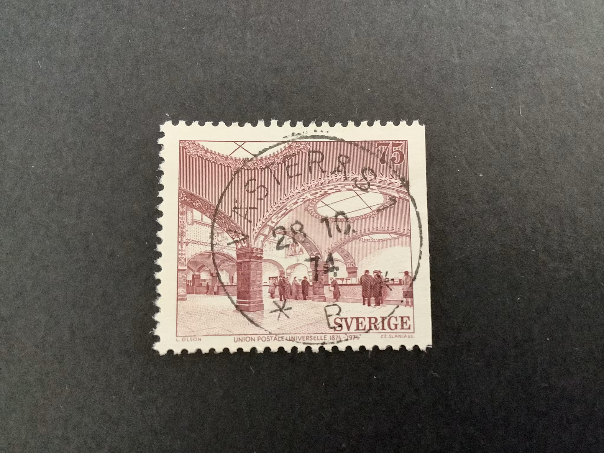 Världspostföreningen 100 år facit nr 872 lyxstämplat VÄSTERÅS 1