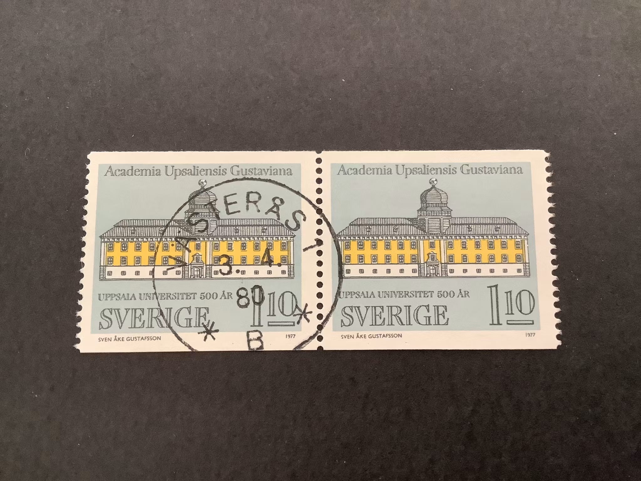 Uppsala universitet facit nr 1005 A lyxstämplat 2+2- sidigt par VÄSTERÅS 1
