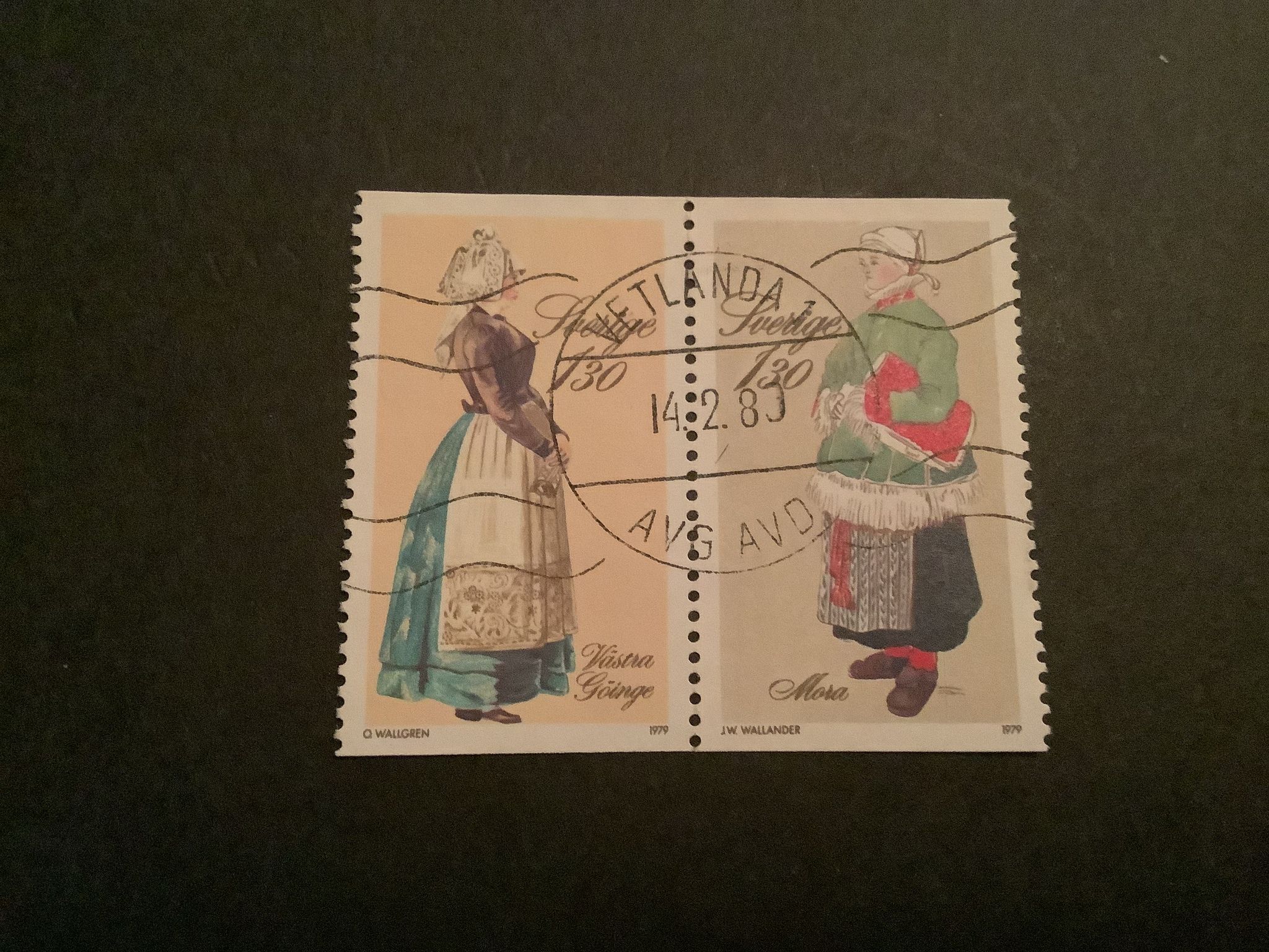 Folkdräkter facit nr 1108 SX1  lyxstämplat par VETLANDA