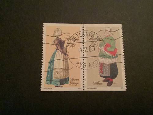 Folkdräkter facit nr 1108 SX1  lyxstämplat par VETLANDA