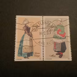 Folkdräkter facit nr 1108 SX1  lyxstämplat par VETLANDA