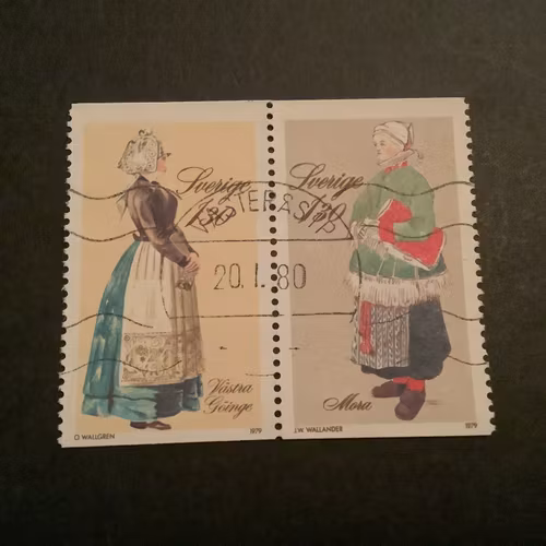 Folkdräkter facit nr 1109 SX1 lyxstämplat par VÄSTERÅS 1 P