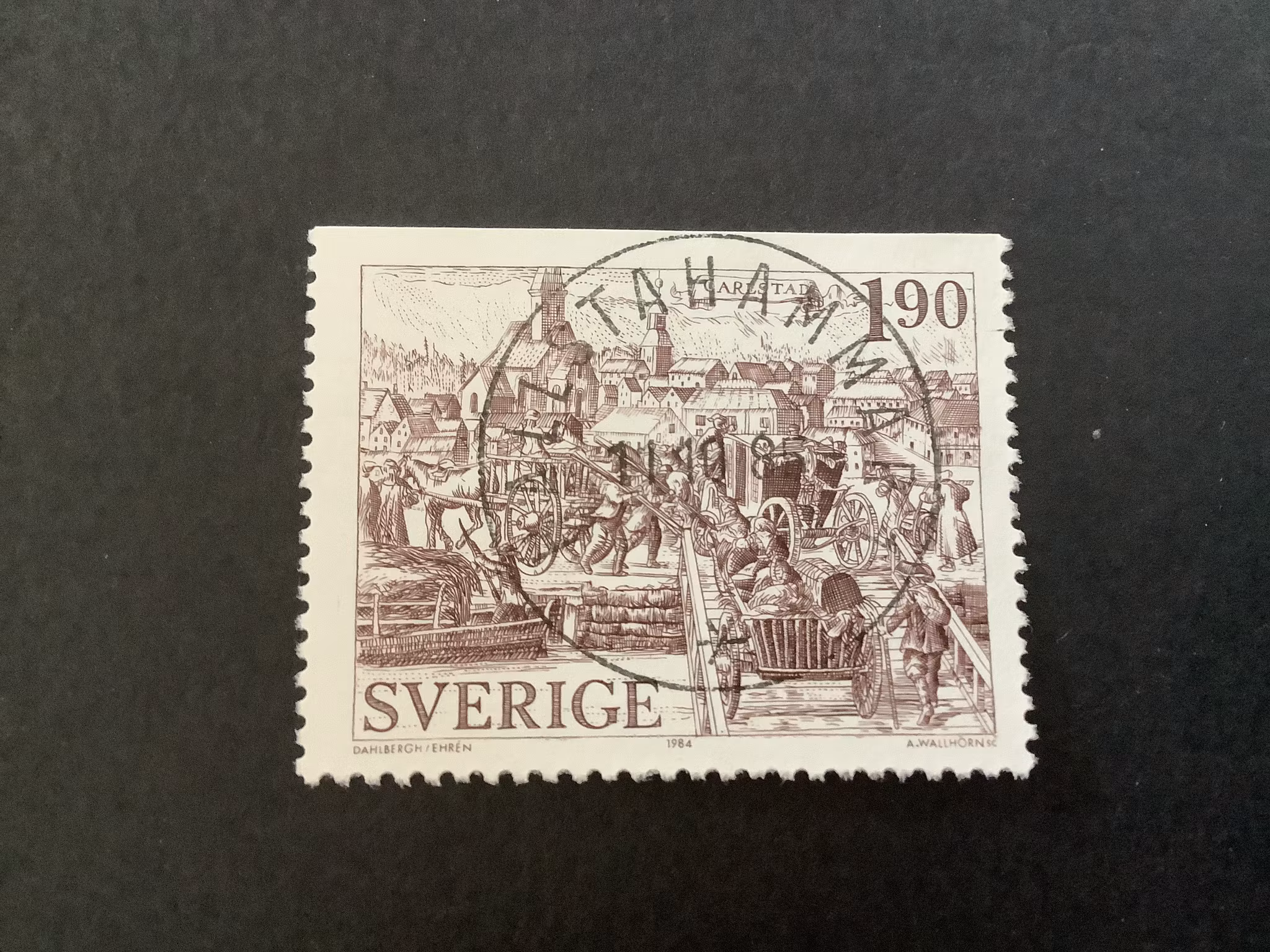 Äldre städer facit nr 1312 lyxstämplat HALLSTAHAMMAR