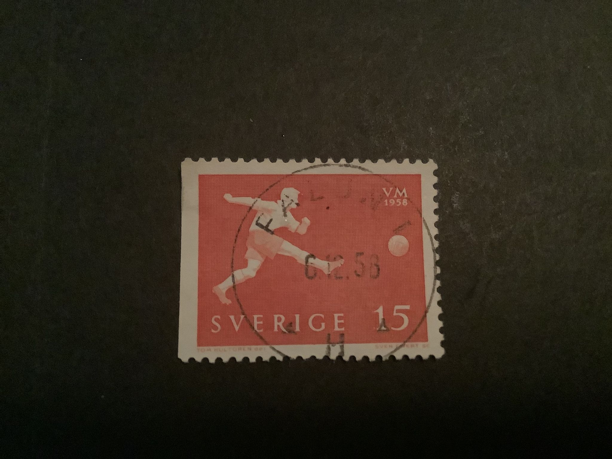 VM i fotboll facit nr 492 B 1 lyxstämplat FALUN 1