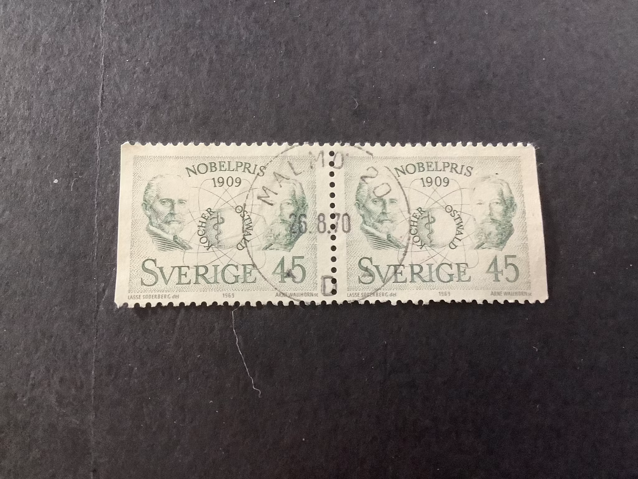 Nobelpris 1909 facit nr 681 BB lyxstämplat par MALMÖ 20
