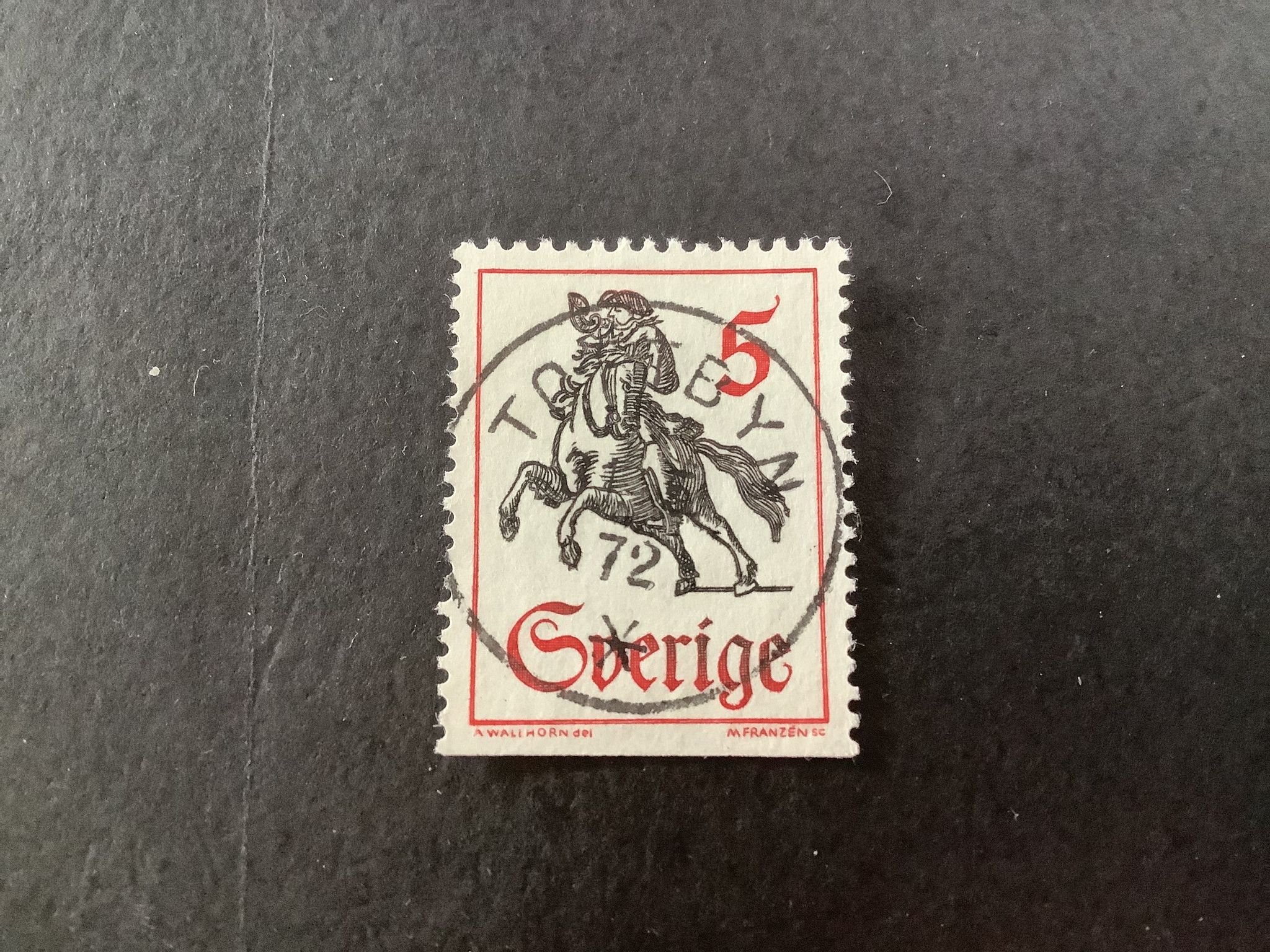 Postryttare facit nr 612 B2 lyxstämplat TOFTBYN sista dag